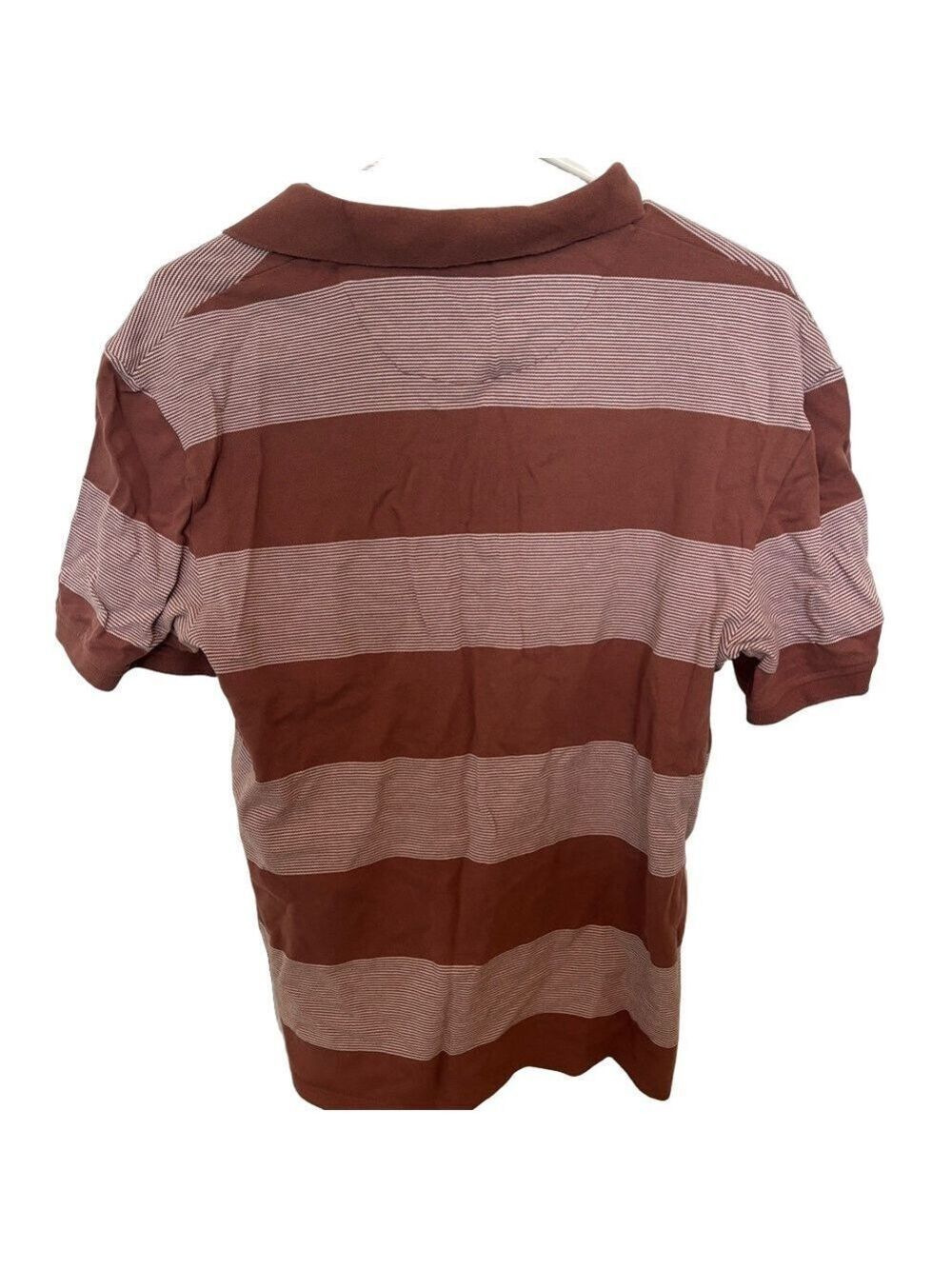 RW&CO. Brown Polo Shirt Striped Cotton Top Size Medium - Picture 2 of 3